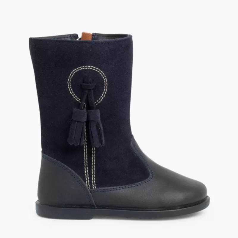Pisamonas Botas Menina Pele E Camurca Berloques New