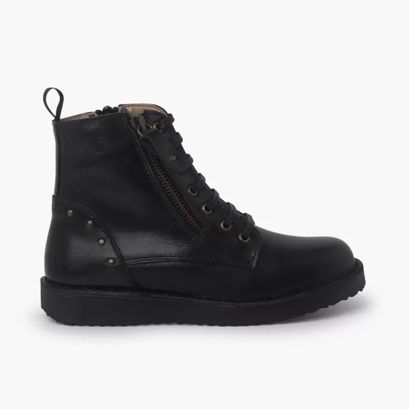 Pisamonas Botas Pele E Tachas Com Duplo Fecho De Correr Discount