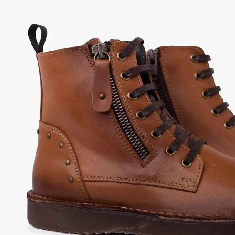 Pisamonas Botas Pele E Tachas Com Duplo Fecho De Correr Discount