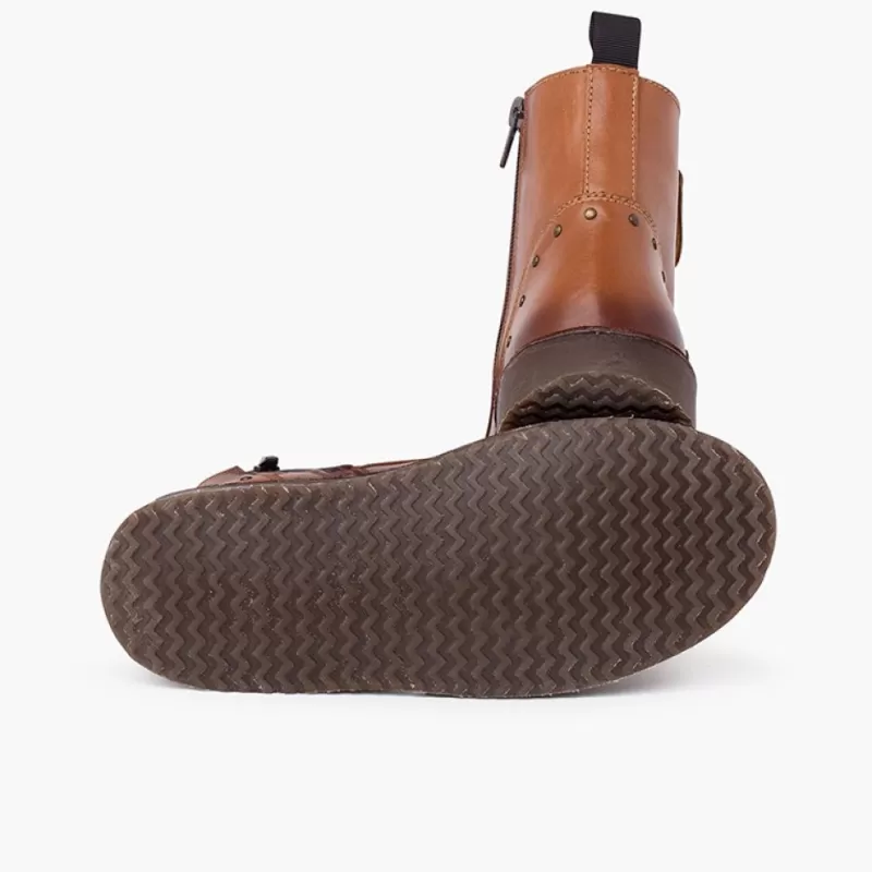Pisamonas Botas Pele E Tachas Com Duplo Fecho De Correr Discount