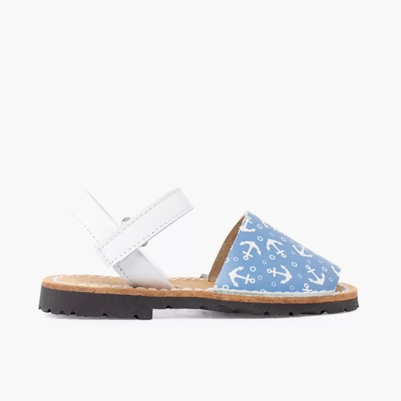 Pisamonas Menorquinas Bicolor Ancoras Crianca Tira Aderente Cor Blanco Y Azul Jeans Shop