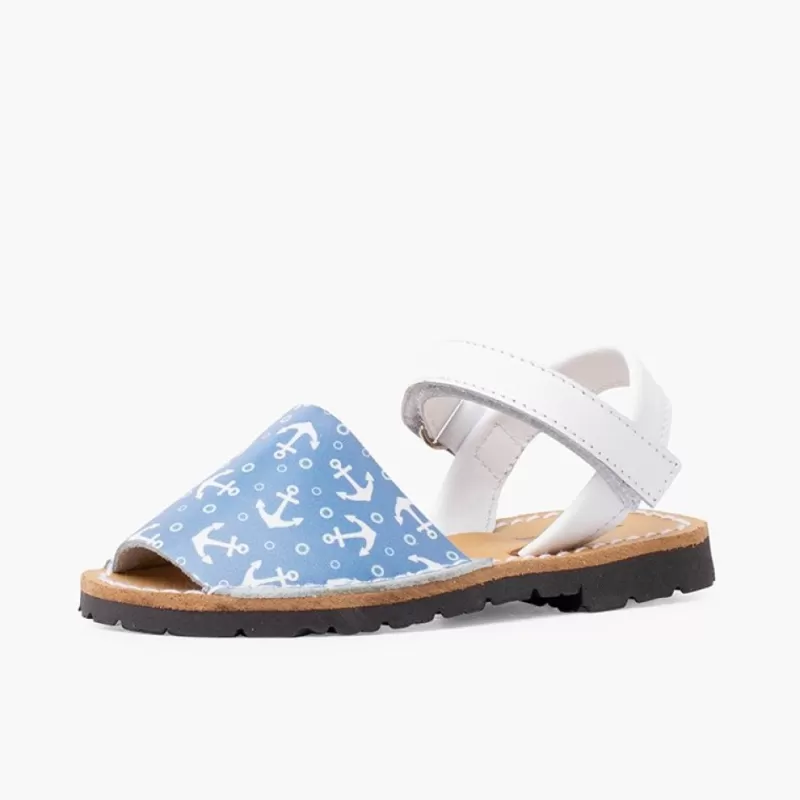 Pisamonas Menorquinas Bicolor Ancoras Crianca Tira Aderente Cor Blanco Y Azul Jeans Shop