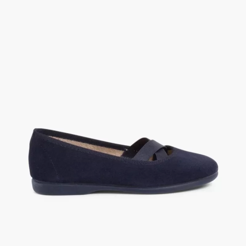 Pisamonas Sabrinas Menina Camurca Com Elastico Cruzado Tipo Ballet Discount