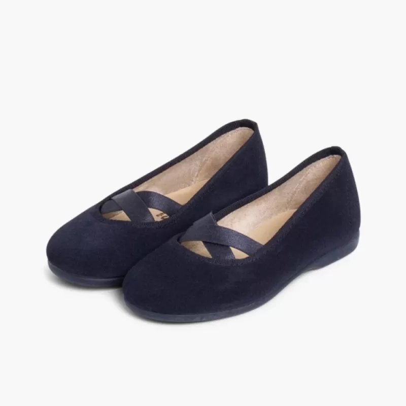 Pisamonas Sabrinas Menina Camurca Com Elastico Cruzado Tipo Ballet Discount