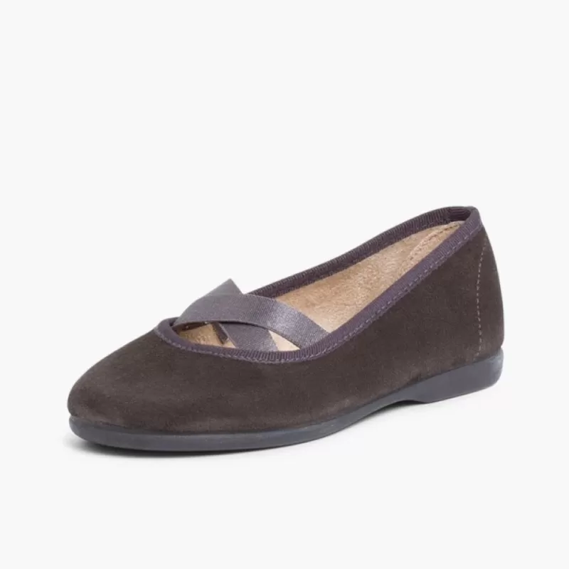Pisamonas Sabrinas Menina Camurca Com Elastico Cruzado Tipo Ballet Discount