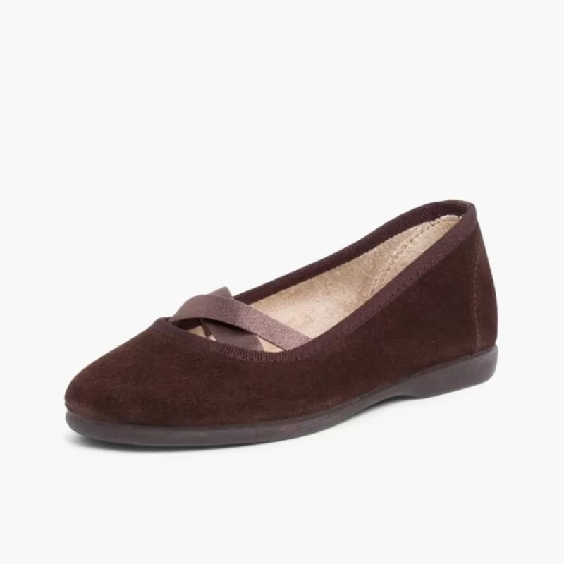 Pisamonas Sabrinas Menina Camurca Com Elastico Cruzado Tipo Ballet Discount