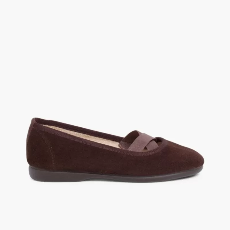 Pisamonas Sabrinas Menina Camurca Com Elastico Cruzado Tipo Ballet Discount
