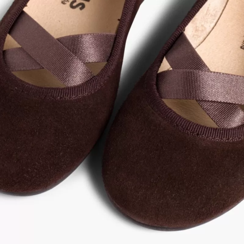 Pisamonas Sabrinas Menina Camurca Com Elastico Cruzado Tipo Ballet Discount