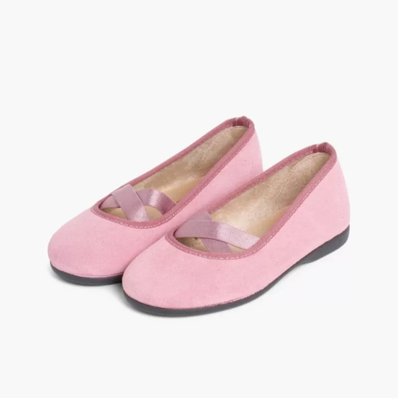 Pisamonas Sabrinas Menina Camurca Com Elastico Cruzado Tipo Ballet Discount