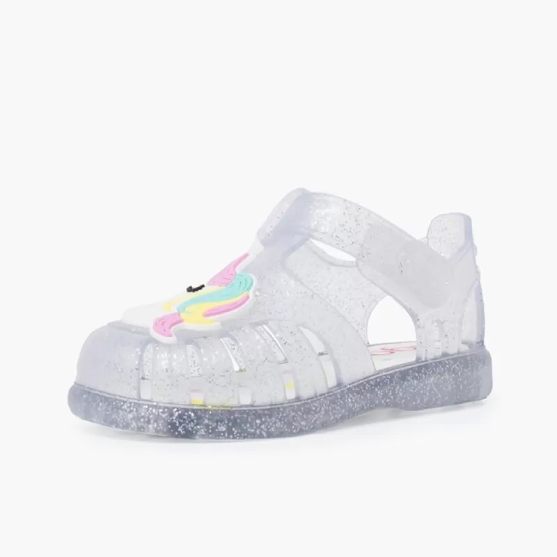 Pisamonas Sandálias De Borracha Glitter Unicornio Tira Aderente Store