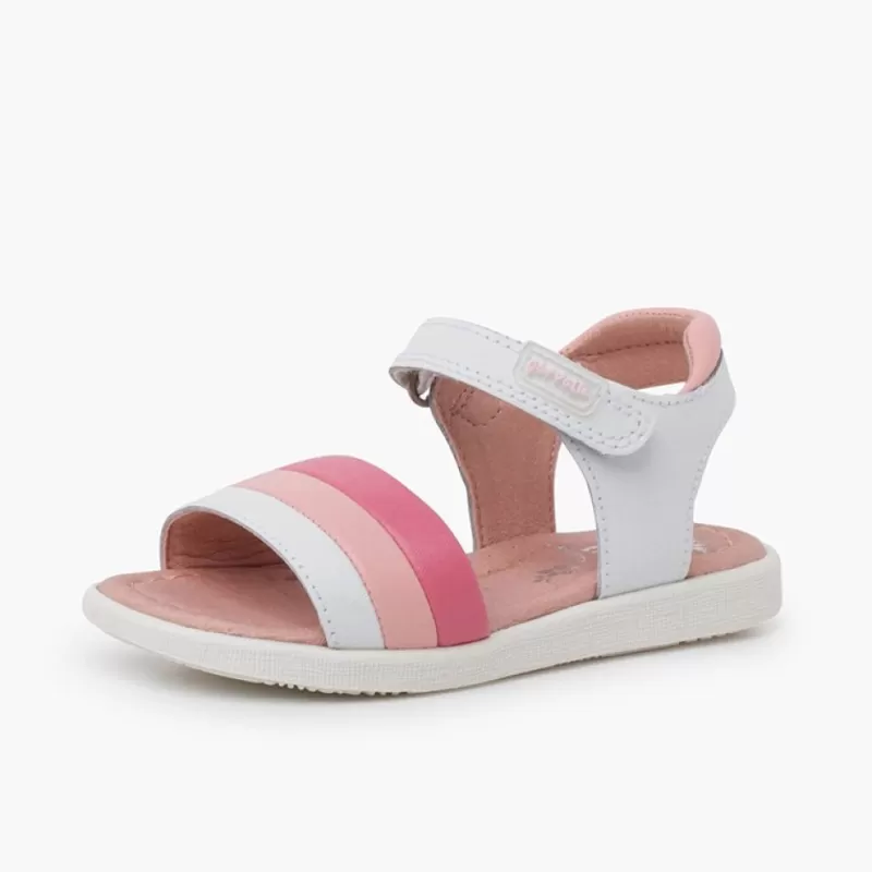 Pisamonas Sandálias Menina Pele Tiras Tricolor Cor Rosa Online